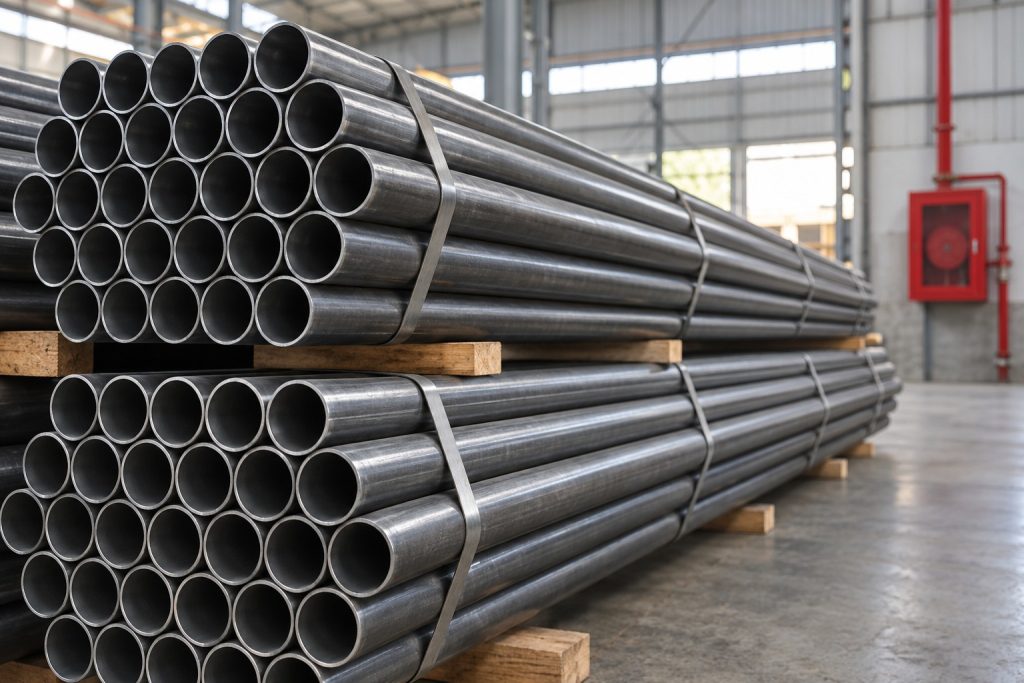 Tubos de aço carbono organizados em feixes para fornecimento a redes de hidrantes
